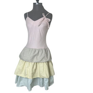 Vintage 80s You Babes Fritzi Ruffle Skirt Colorblock Size 5 Small Party Dress